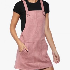 Forever 21 Pink Suede Overall Dress Pinafore